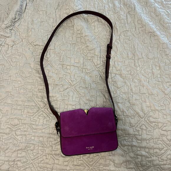 Kate Spade Purple Mystery Adjustable Strap Suede Small Crossbody Handbag NWT